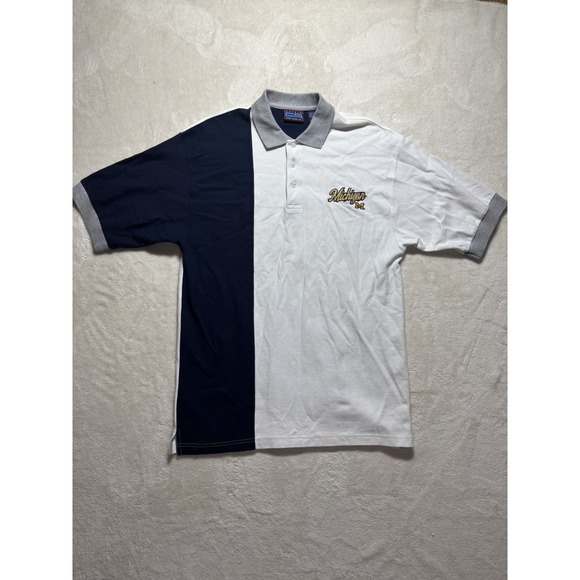 Other - Michigan University Vintage Two Tone Striped Polo Shirt Size Large